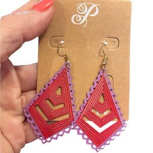Plunder Red and Purple Geometric Earrings